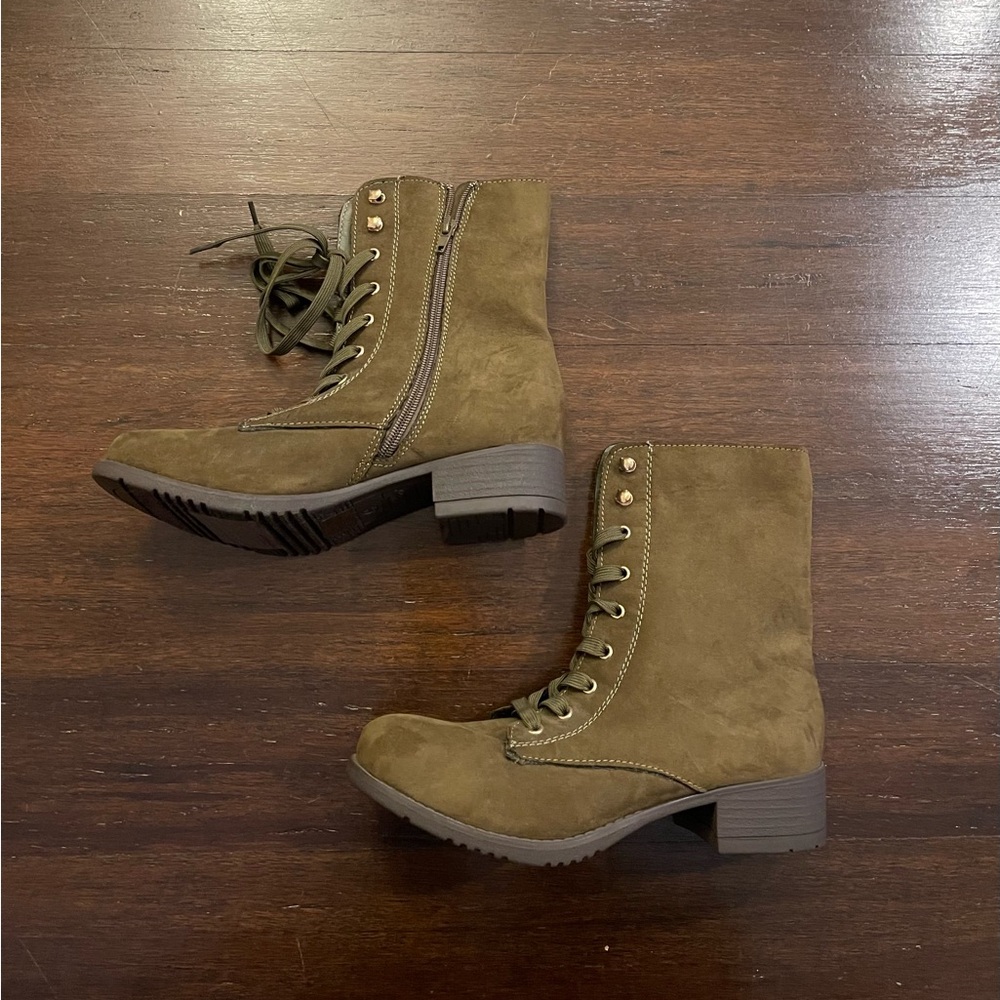 BAMBOO Olive Combat Boots